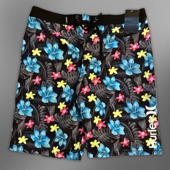 Hurley Board Shorts Lightweight Quick-Drying Fabric Floral Multicolor Kids NWT - Picture 1 of 4